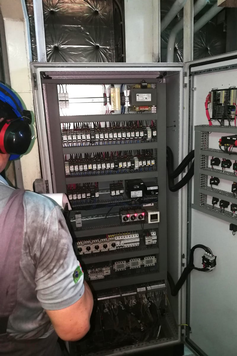 The electrician servicing the switching station